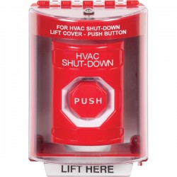 SS2082HV-EN STI Red Indoor/Outdoor Surface w/ Horn Key-to-Reset (Illuminated) Stopper Station with HVAC SHUT DOWN Label English