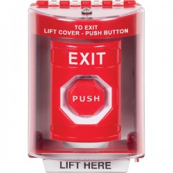 SS2082XT-EN STI Red Indoor/Outdoor Surface w/ Horn Key-to-Reset (Illuminated) Stopper Station with EXIT Label English