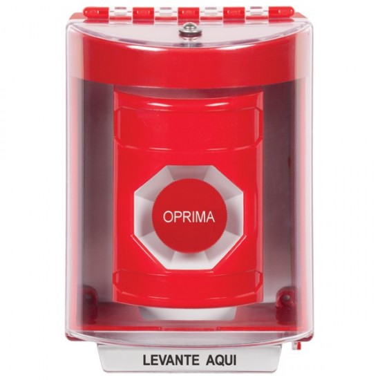 SS2084NT-ES STI Red Indoor/Outdoor Surface w/ Horn Momentary Stopper Station with No Text Label Spanish