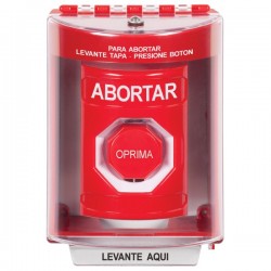 SS2085AB-ES STI Red Indoor/Outdoor Surface w/ Horn Momentary (Illuminated) Stopper Station with ABORT Label Spanish