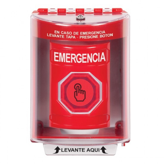 SS2086EM-ES STI Red Indoor/Outdoor Surface w/ Horn Momentary (Illuminated) Stopper Station w/ EMERGENCY Spanish