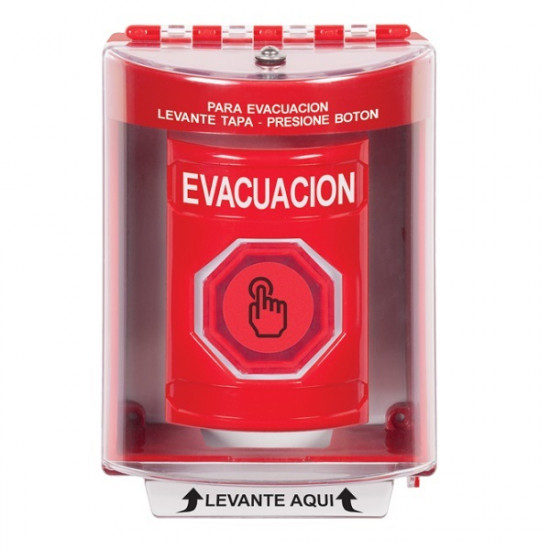 SS2086EV-ES STI Red Indoor/Outdoor Surface w/ Horn Momentary (Illuminated) Stopper Station w/ EVACUATION Spanish