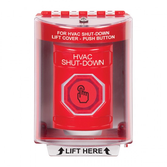 SS2086HV-EN STI Red Indoor/Outdoor Surface w/ Horn Momentary (Illuminated) Stopper Station w/ HVAC SHUT DOWN Label