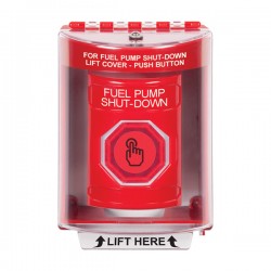 SS2086PS-EN STI Red Indoor/Outdoor Surface w/ Horn Momentary (Illuminated) Stopper Station w/ FUEL PUMP SHUT DOWN Label