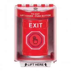 SS2086XT-EN STI Red Indoor/Outdoor Surface w/ Horn Momentary (Illuminated) Stopper Station w/ EXIT Label