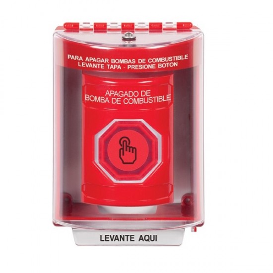 SS2087PS-ES STI Red Indoor/Outdoor Surface w/ Horn Weather Resistant Momentary Stopper Station w/ FUEL PUMP SHUT DOWN Spanish