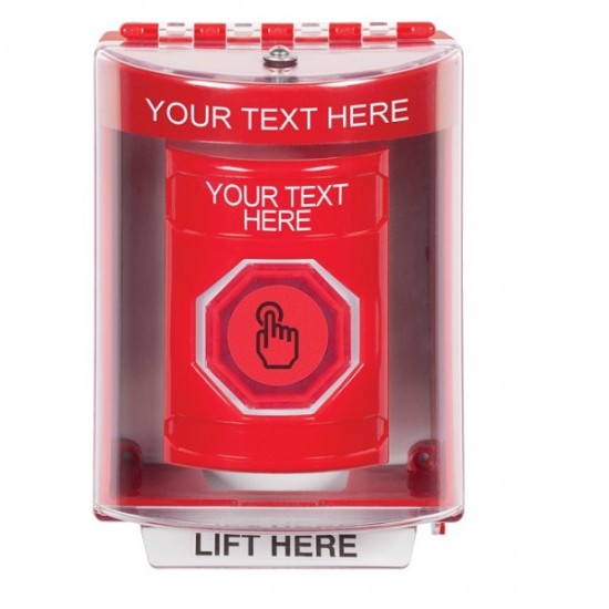SS2087ZA-EN STI Red Indoor/Outdoor Surface w/ Horn Weather Resistant Momentary Stopper Station w/ Custom Text Label