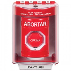 SS2089AB-ES STI Red Indoor/Outdoor Surface w/ Horn Turn-to-Reset (Illuminated) Stopper Station with ABORT Label Spanish