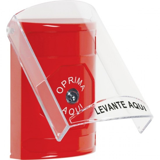 SS20A0NT-ES STI Red Indoor Only Flush or Surface w/ Horn Key-to-Reset Stopper Station with No Text Label Spanish