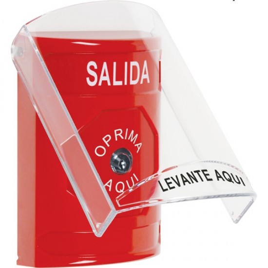 SS20A0XT-ES STI Red Indoor Only Flush or Surface w/ Horn Key-to-Reset Stopper Station with EXIT Label Spanish