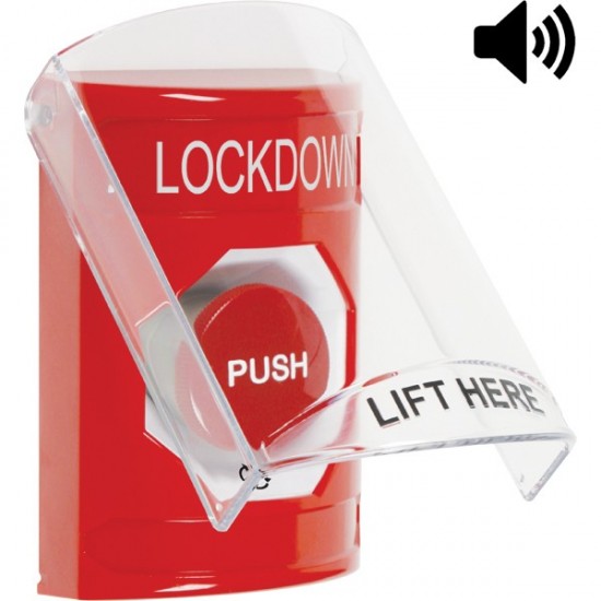 SS20A1LD-EN STI Red Indoor Only Flush or Surface w/ Horn Turn-to-Reset Stopper Station with LOCKDOWN Label English