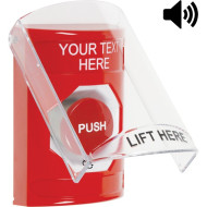 SS20A1ZA-EN STI Red Indoor Flush/Surface w/ Horn Turn-to-Reset Stopper Station w/ Custom Text Label