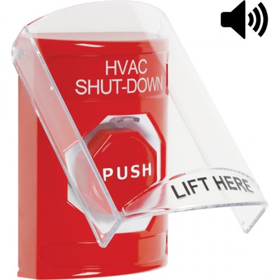 SS20A2HV-EN STI Red Indoor Flush/Surface w/ Horn Key-to-Reset Stopper Station w/ HVAC SHUT DOWN Label