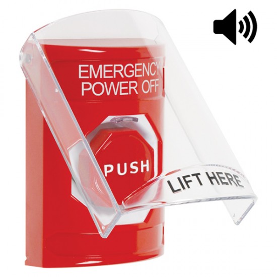 SS20A2PO-EN STI Red Indoor Flush/Surface w/ Horn Key-to-Reset Stopper Station w/ EMERGENCY POWER OFF Label