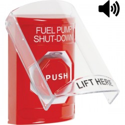 SS20A2PS-EN STI Red Indoor Flush/Surface w/ Horn Key-to-Reset Stopper Station w/ FUEL PUMP SHUT DOWN Label
