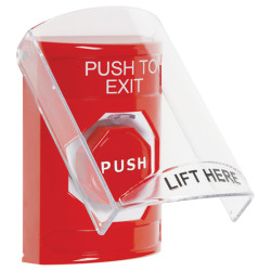 SS20A2PX-EN STI Red Indoor Flush/Surface w/ Horn Key-to-Reset Stopper Station w/ PUSH TO EXIT Label