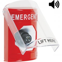 SS20A3EM-EN STI Red Indoor Only Flush or Surface w/ Horn Key-to-Activate Stopper Station with EMERGENCY Label English SS20A3EM-EN STI Red Indoor Only Flush or Surface w/ Horn Key-to-Activate Stopper Station with EMERGENCY Label English