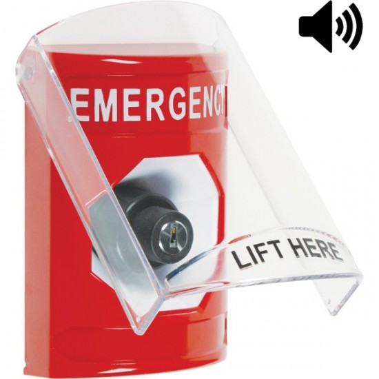 SS20A3EM-EN STI Red Indoor Only Flush or Surface w/ Horn Key-to-Activate Stopper Station with EMERGENCY Label English SS20A3EM-EN STI Red Indoor Only Flush or Surface w/ Horn Key-to-Activate Stopper Station with EMERGENCY Label English