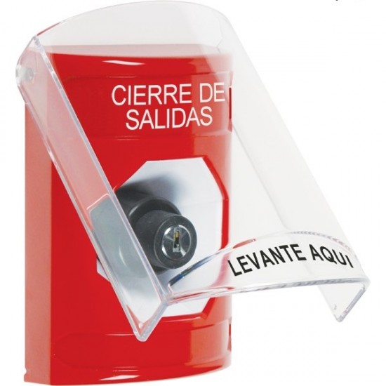SS20A3LD-ES STI Red Indoor Only Flush or Surface w/ Horn Key-to-Activate Stopper Station with LOCKDOWN Label Spanish