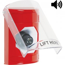 SS20A3NT-EN STI Red Indoor Only Flush or Surface w/ Horn Key-to-Activate Stopper Station with No Text Label English