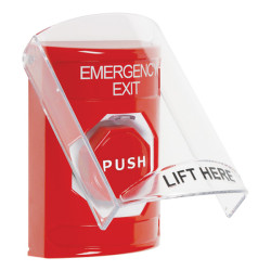 SS20A5EX-EN STI Red Indoor Flush/Surface w/ Horn Momentary Stopper Station w/ EMERGENCY EXIT Label