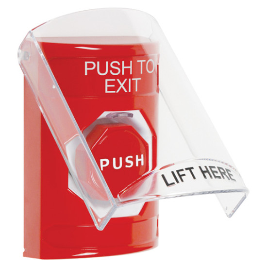 SS20A5PX-EN STI Red Indoor Flush/Surface w/ Horn Momentary Stopper Station w/ PUSH TO EXIT Label