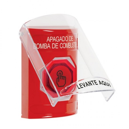 SS20A6PS-ES STI Red Indoor Flush/Surface w/ Horn Momentary (Illuminated) Stopper Station w/ FUEL PUMP SHUT DOWN Spanish