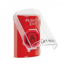 SS20A6PX-EN STI Red Indoor Flush/Surface w/ Horn Momentary (Illuminated) Stopper Station w/ PUSH TO EXIT Label