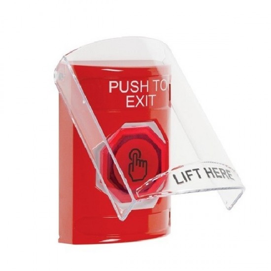 SS20A6PX-EN STI Red Indoor Flush/Surface w/ Horn Momentary (Illuminated) Stopper Station w/ PUSH TO EXIT Label