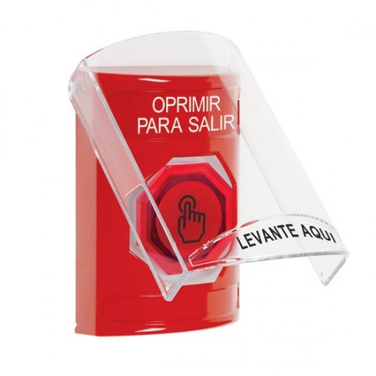 SS20A6PX-ES STI Red Indoor Flush/Surface w/ Horn Momentary (Illuminated) Stopper Station w/ PUSH TO EXIT Spanish