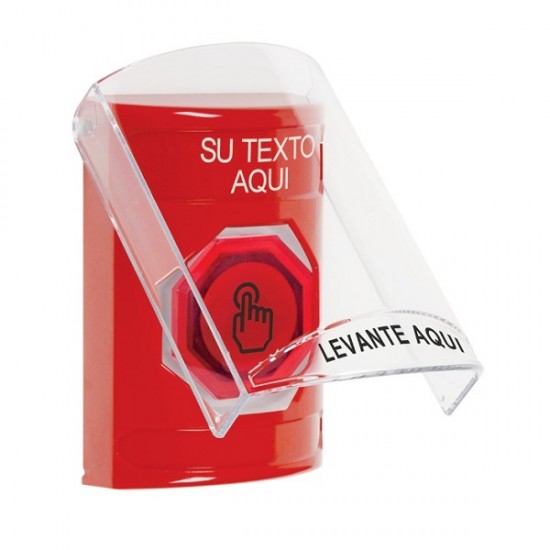 SS20A6ZA-ES STI Red Indoor Flush/Surface w/ Horn Momentary (Illuminated) Stopper Station w/ Custom Text Spanish