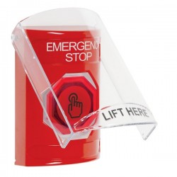 SS20A7ES-EN STI Red Indoor Flush/Surface w/ Horn Weather Resistant Momentary Stopper Station w/ EMERGENCY STOP Label