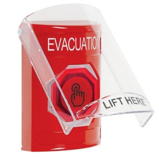 SS20A7EV-EN STI Red Indoor Flush/Surface w/ Horn Weather Resistant Momentary Stopper Station w/ EVACUATION Label