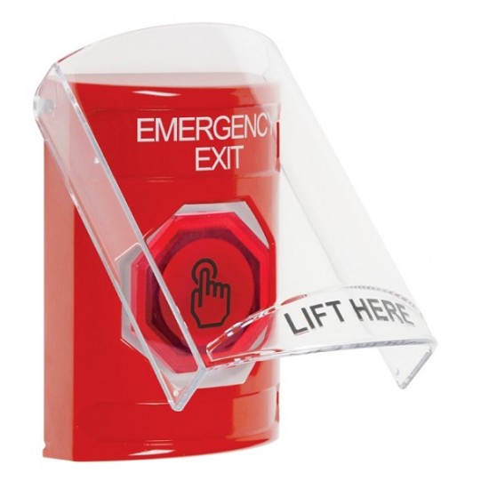 SS20A7EX-EN STI Red Indoor Flush/Surface w/ Horn Weather Resistant Momentary Stopper Station w/ EMERGENCY EXIT Label