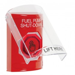 SS20A7PS-EN STI Red Indoor Flush/Surface w/ Horn Weather Resistant Momentary Stopper Station w/ FUEL PUMP SHUT DOWN Label