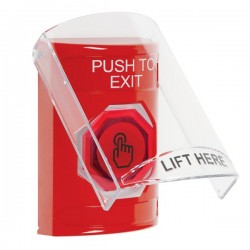 SS20A7PX-EN STI Red Indoor Flush/Surface w/ Horn Weather Resistant Momentary Stopper Station w/ PUSH TO EXIT Label