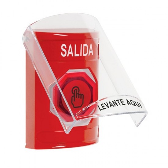 SS20A7XT-ES STI Red Indoor Flush/Surface w/ Horn Weather Resistant Momentary Stopper Station w/ EXIT Spanish
