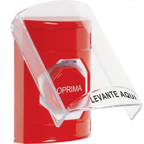 SS20A8NT-ES STI Red Indoor Only Flush or Surface w/ Horn Pneumatic (Illuminated) Stopper Station with No Text Label Spanish