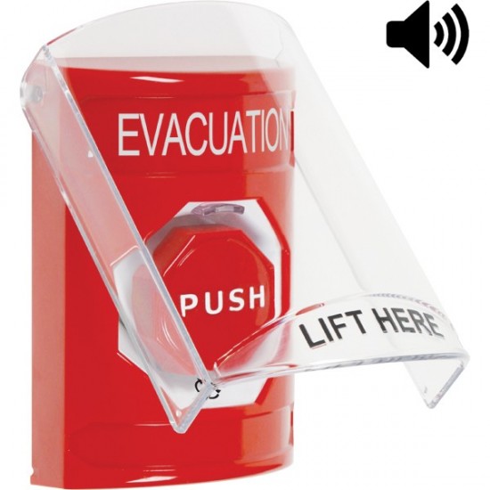 SS20A9EV-EN STI Red Indoor Flush/Surface w/ Horn Turn-to-Reset Stopper Station w/ EVACUATION Label