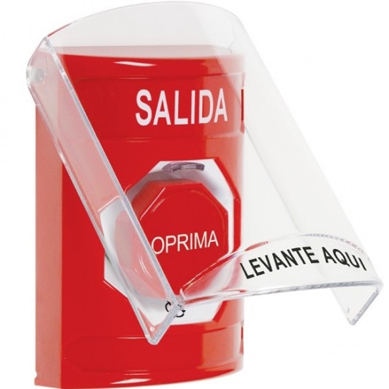 SS20A9XT-ES STI Red Indoor Only Flush or Surface w/ Horn Turn-to-Reset (Illuminated) Stopper Station with EXIT Label Spanish