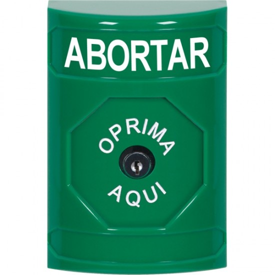 SS2100AB-ES STI Green No Cover Key-to-Reset Stopper Station with ABORT Label Spanish