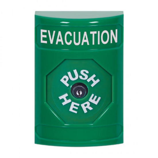 SS2100EV-EN STI Green No Cover Key-to-Reset Stopper Station with EVACUATION Label English
