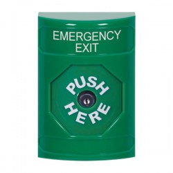 SS2100EX-EN STI Green No Cover Key-to-Reset Stopper Station with EMERGENCY EXIT Label English