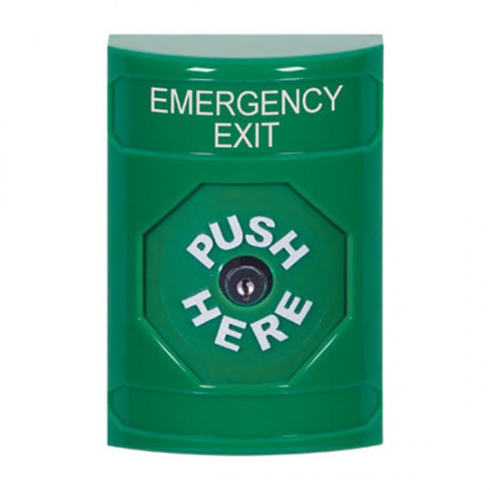 SS2100EX-EN STI Green No Cover Key-to-Reset Stopper Station with EMERGENCY EXIT Label English