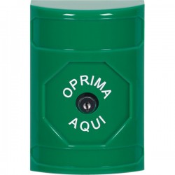 SS2100NT-ES STI Green No Cover Key-to-Reset Stopper Station with No Text Label Spanish