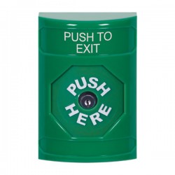 SS2100PX-EN STI Green No Cover Key-to-Reset Stopper Station with PUSH TO EXIT Label English