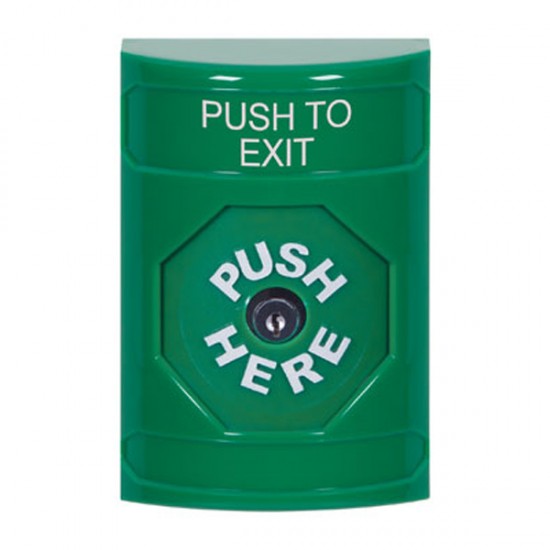 SS2100PX-EN STI Green No Cover Key-to-Reset Stopper Station with PUSH TO EXIT Label English