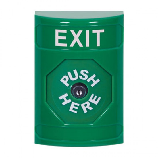 SS2100XT-EN STI Green No Cover Key-to-Reset Stopper Station with EXIT Label English