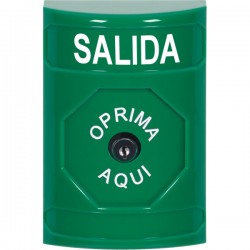 SS2100XT-ES STI Green No Cover Key-to-Reset Stopper Station with EXIT Label Spanish