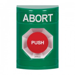 SS2101AB-EN STI Green No Cover Turn-to-Reset Stopper Station with ABORT Label English